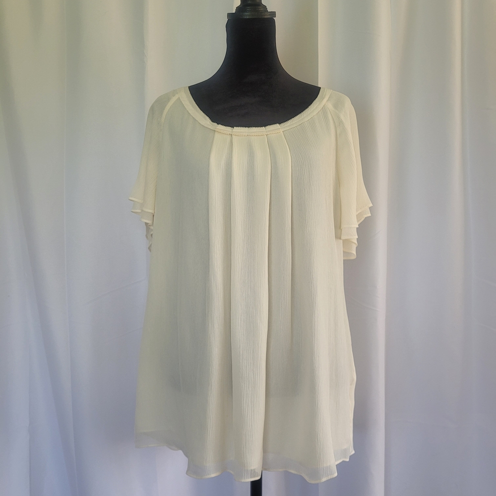 🌻J. Jill Cream Pleated Women's Blouse